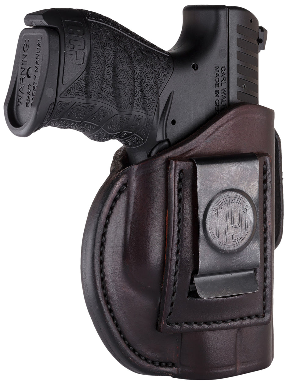 1791 Gunleather 4WH3SBRR Concealment Belt Holster Size 03 Signature Brown Leather - Glock 26, Ruger LC9, S&W M&P Shield/2.0 9/40 RH