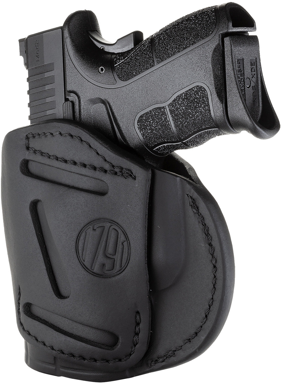 1791 Gunleather 4WH4SBLR Concealment Belt Holster Size 04 Stealth Black Leather - Glock 26, Springfield XD/XDS, S&W Shield Plus RH