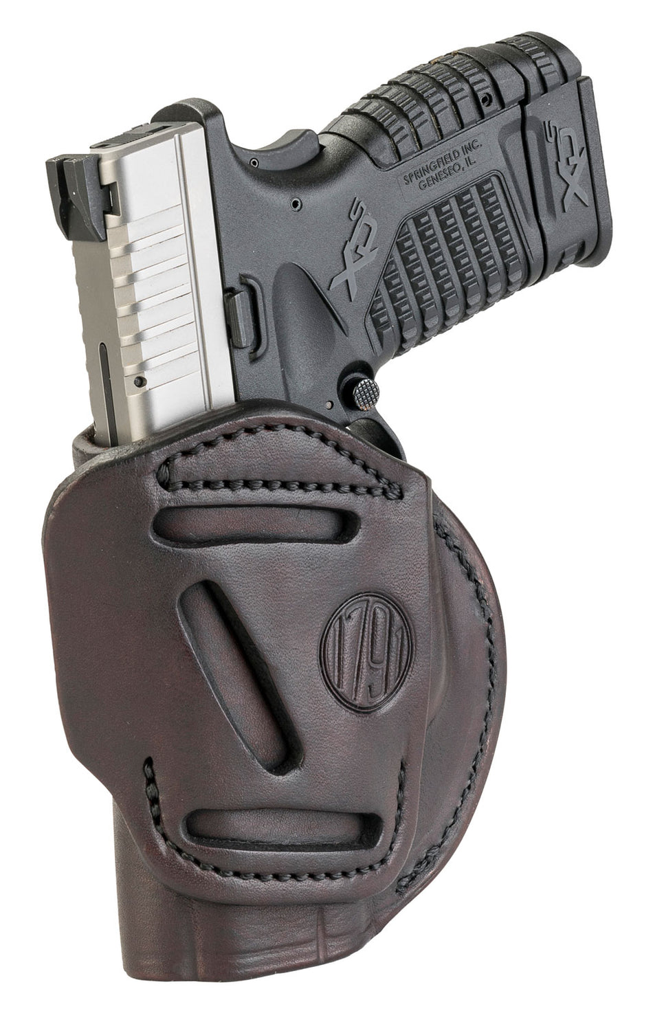 1791 Gunleather 4WH4SBRR Concealment Belt Holster Size 04 Signature Brown Leather - Glock 26, S&W M&P Shield, Springfield XD/XDS RH