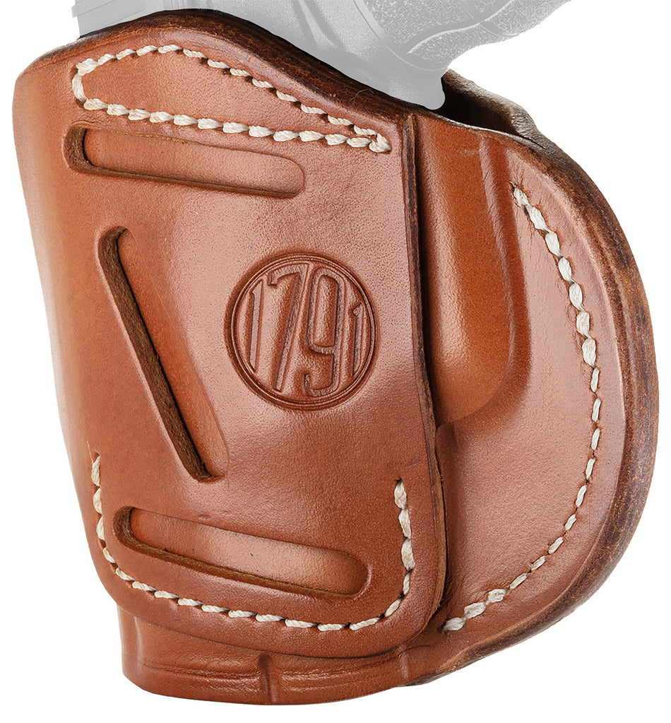 1791 Gunleather 4WH4CBRR Concealment Belt Holster Size 04 Classic Brown Leather - Glock 26, Springfield XD/XDS, S&W Shield Plus RH