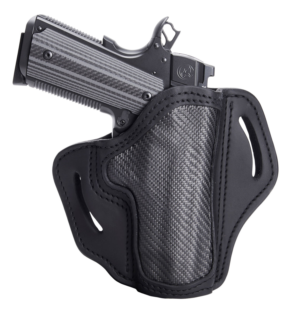 1791 Gunleather BH1 OWB Carbon Fiber Stealth Black Leather Belt Slide Holster 1911 4-5" Right Hand