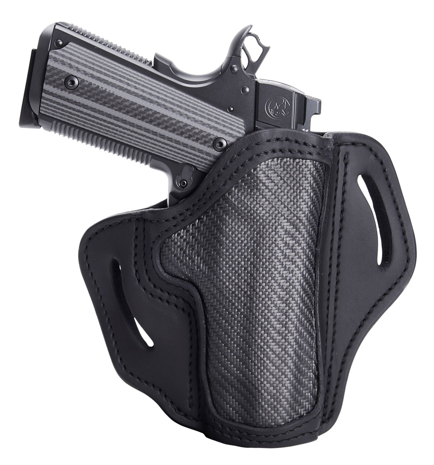 1791 Gunleather BH1 OWB Carbon Fiber Stealth Black Leather Belt Slide Holster 1911 4-5" Right Hand