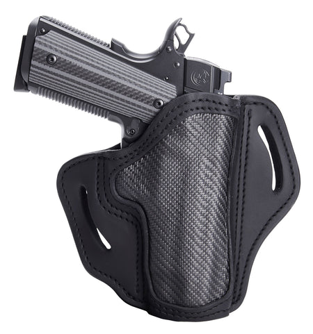 1791 Gunleather BH1 OWB Carbon Fiber Stealth Black Leather Belt Slide Holster 1911 4-5" Right Hand