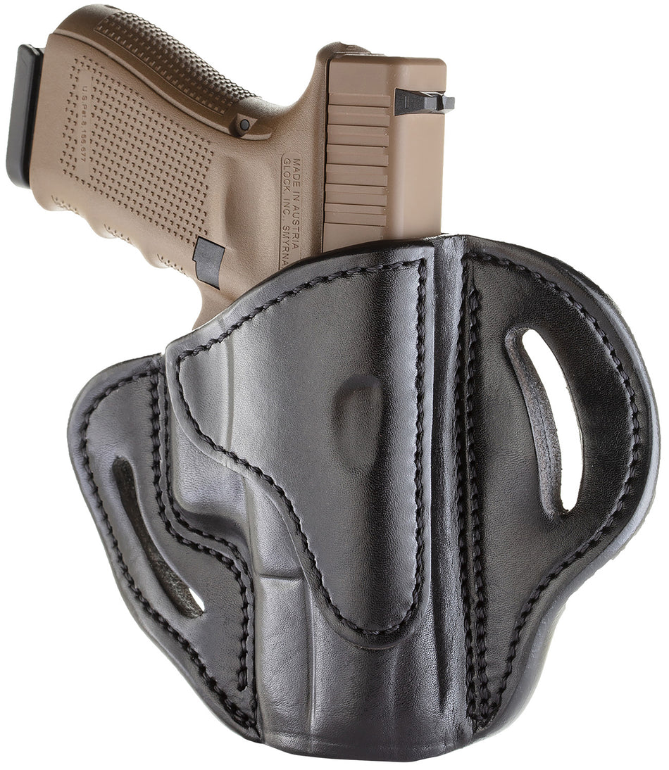 1791 Gunleather BH21SBLR OWB Belt Slide Stealth Black Leather Fits Glock 17/M&P Shield/Springfield XD RH