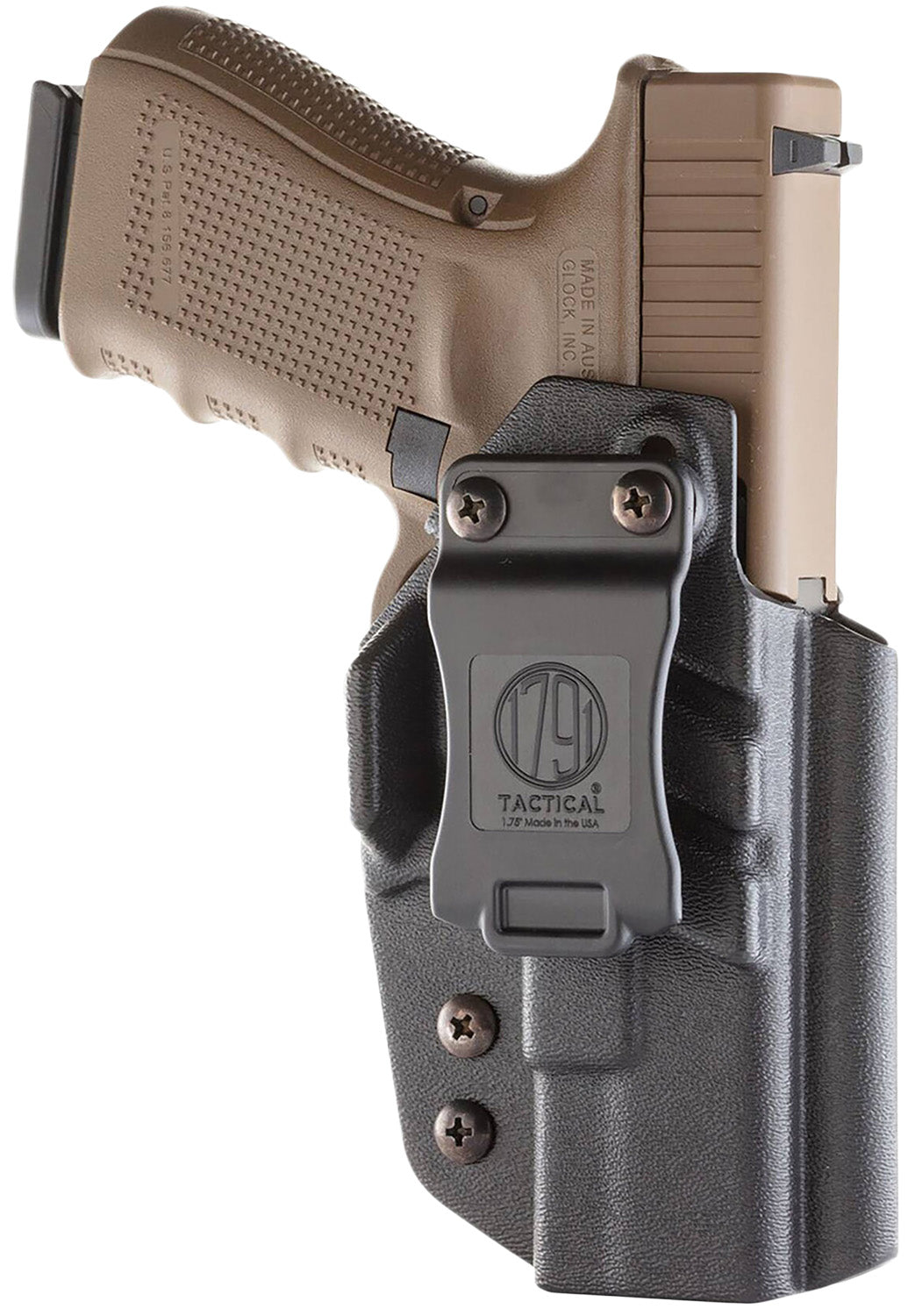 1791 Gunleather TACIWBGLOCKBLKR Tactical Kydex IWB Holster Black Belt Clip for Glock 17 19 19X 22 23 RH