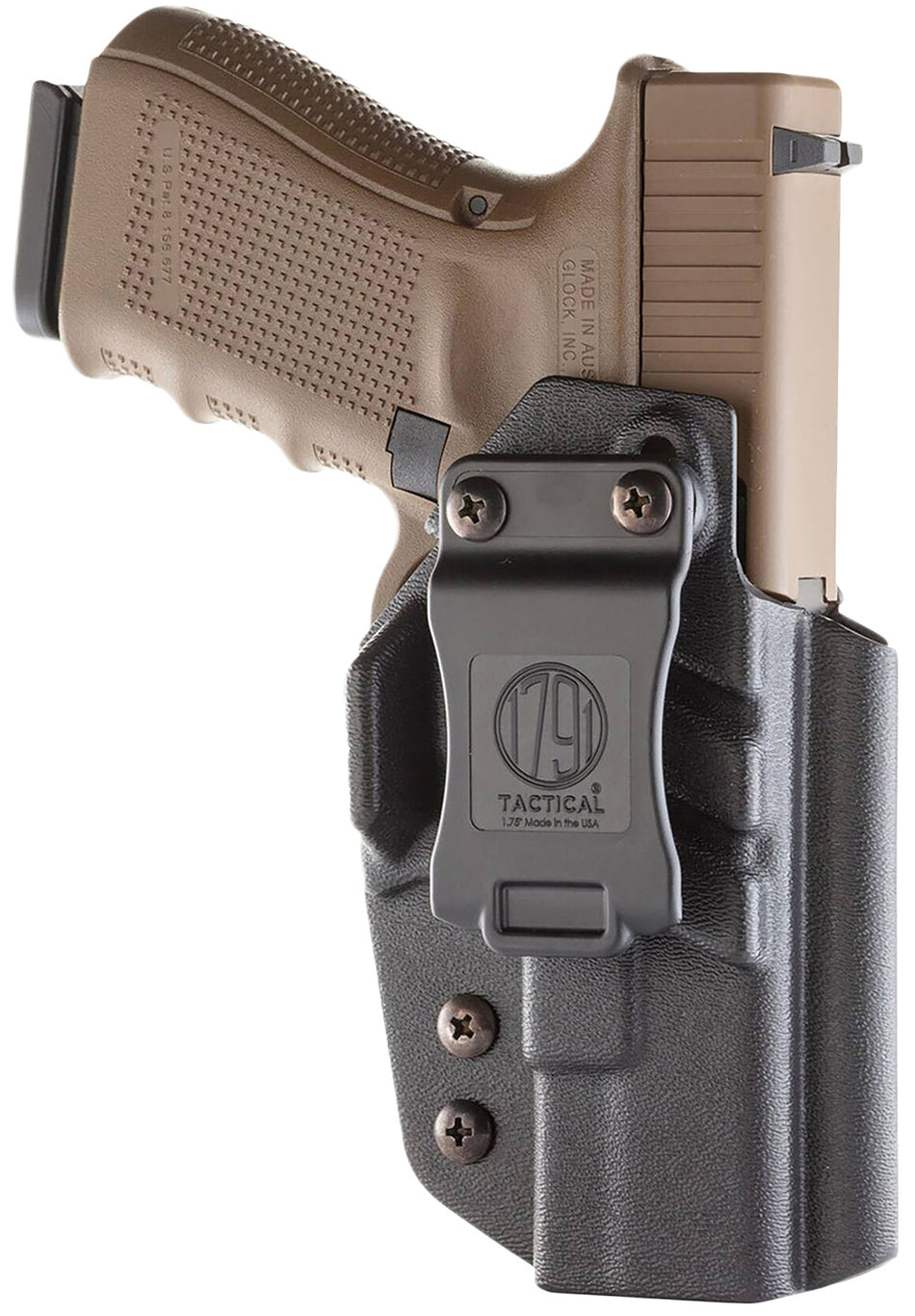 1791 Gunleather TACIWBGLOCKBLKR Tactical Kydex IWB Holster Black Belt Clip for Glock 17 19 19X 22 23 RH