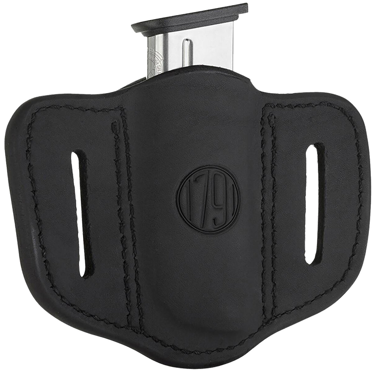 1791 Gunleather MAG11SBLA Single Magazine Carrier Stealth Black Leather Belt Slide Ambidextrous
