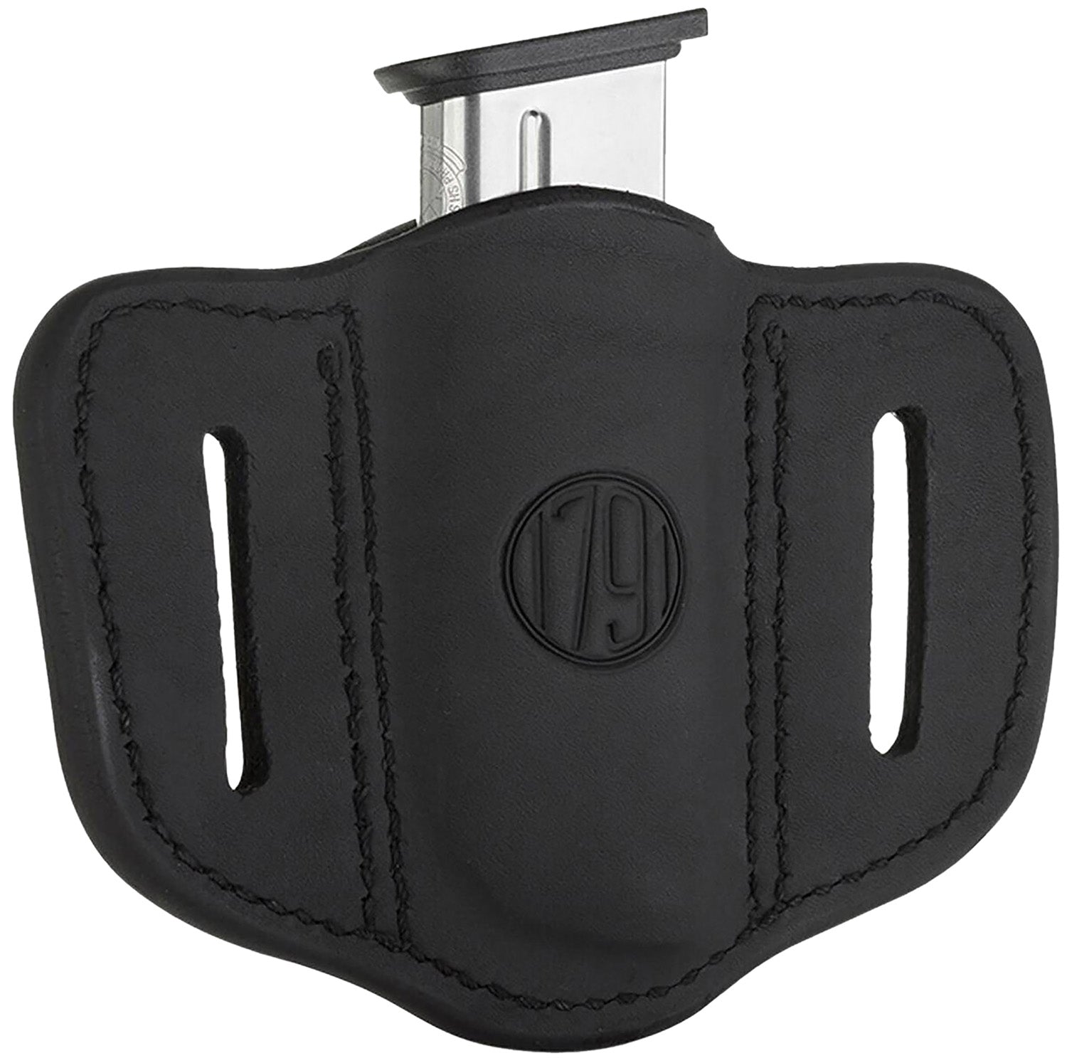 1791 Gunleather MAG11SBLA Single Magazine Carrier Stealth Black Leather Belt Slide Ambidextrous