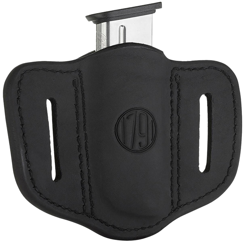 1791 Gunleather MAG11SBLA Single Magazine Carrier Stealth Black Leather Belt Slide Ambidextrous