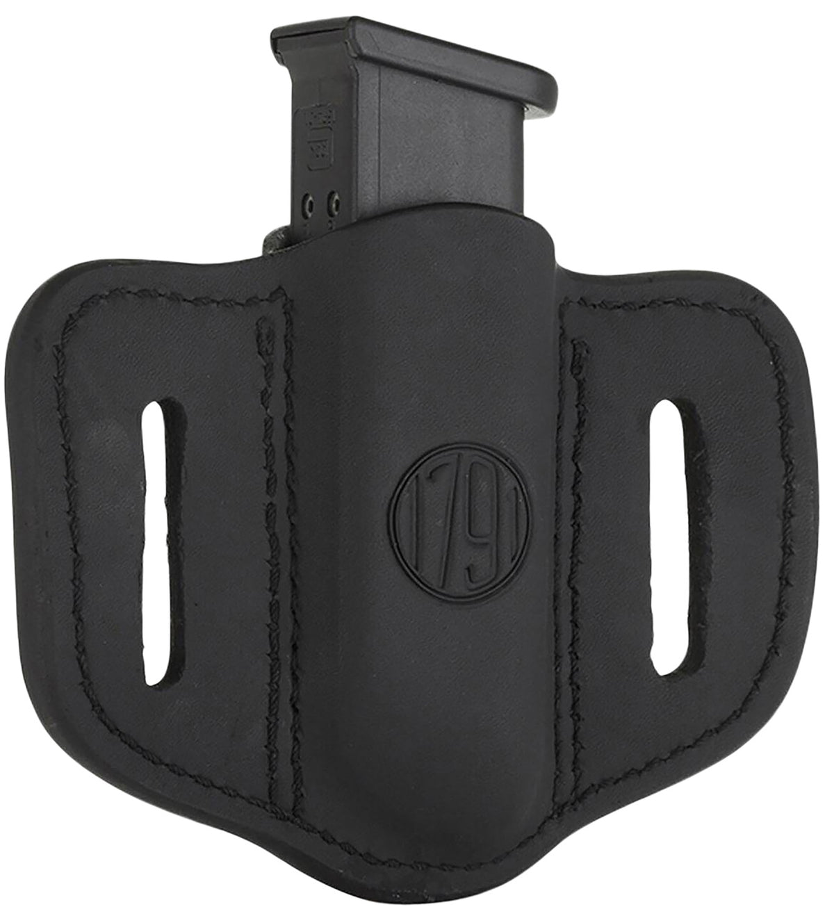 1791 Gunleather MAG1.2 Double Stack Magazine Carrier Stealth Black Leather Belt Slide Ambidextrous