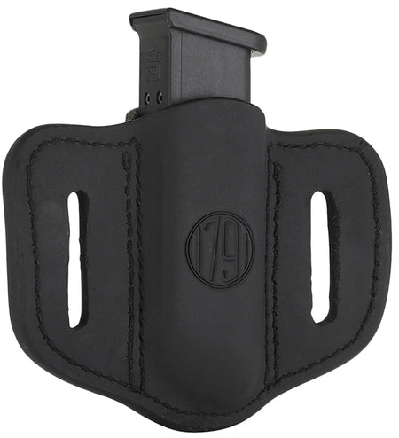 1791 Gunleather MAG1.2 Double Stack Magazine Carrier Stealth Black Leather Belt Slide Ambidextrous