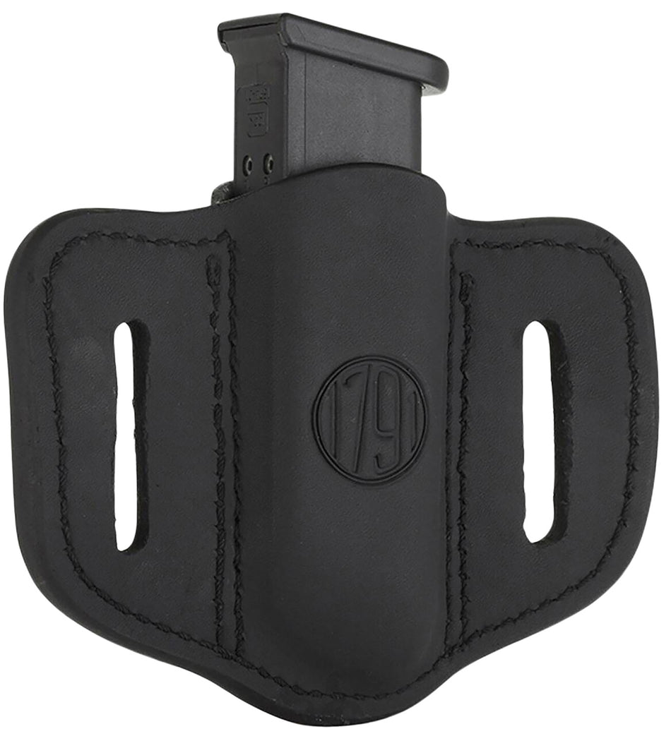 1791 Gunleather MAG1.2 Double Stack Magazine Carrier Stealth Black Leather Belt Slide Ambidextrous