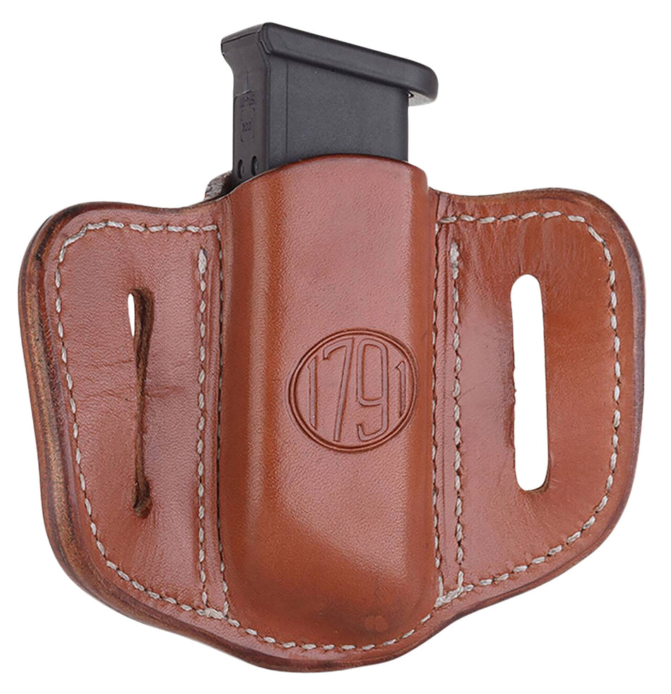 1791 Gunleather MAG1.2 Double Stack Magazine Carrier Classic Brown Leather Belt Slide Ambidextrous