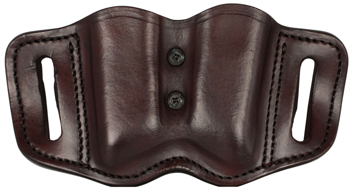 1791 Gunleather MAG-F Double Magazine Carrier Signature Brown Leather Adjustable Retention Belt Slide Ambidextrous