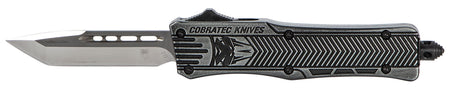 CobraTec Knives CTK-1 Small 2.75" OTF Tanto Plain D2 Steel Blade Stonewashed Black Aluminum Handle with Glass Breaker