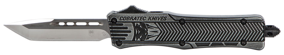 CobraTec Knives CTK-1 Small 2.75" OTF Tanto Plain D2 Steel Blade Stonewashed Black Aluminum Handle with Glass Breaker