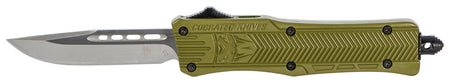 CobraTec Knives CTK-1 Small 2.75" OTF Drop Point Plain D2 Steel Blade OD Green Aluminum Handle with Glass Breaker