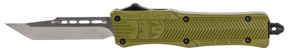 CobraTec Knives CTK-1 Small 2.75" OTF Tanto Plain D2 Steel Blade OD Green Aluminum Handle with Glass Breaker
