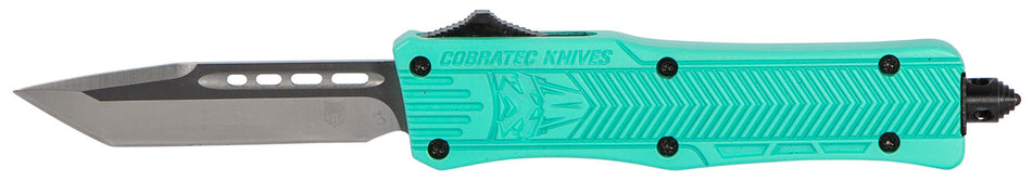 CobraTec Knives CTK-1 Small 2.75" OTF Tanto Plain D2 Steel Blade Tiffany Blue Aluminum Handle with Glass Breaker