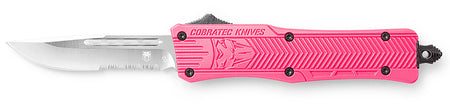 CobraTec CTK-1 Small 2.75" OTF Part Serrated D2 Steel Blade Pink Aluminum Handle with Glass Breaker