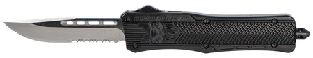 CobraTec CTK-1 Medium 3" OTF Part Serrated D2 Steel Blade Black Aluminum Handle with Glass Breaker