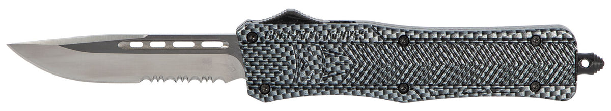 CobraTec CTK-1 Medium 3" OTF Part Serrated D2 Steel Blade Carbon Fiber Aluminum Handle with Glass Breaker