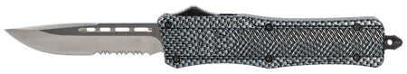 CobraTec CTK-1 Medium 3" OTF Part Serrated D2 Steel Blade Carbon Fiber Aluminum Handle with Glass Breaker