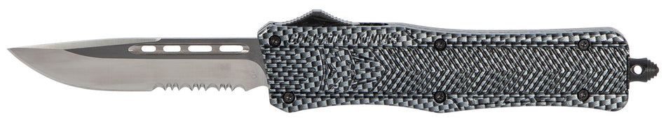CobraTec CTK-1 Medium 3" OTF Part Serrated D2 Steel Blade Carbon Fiber Aluminum Handle with Glass Breaker