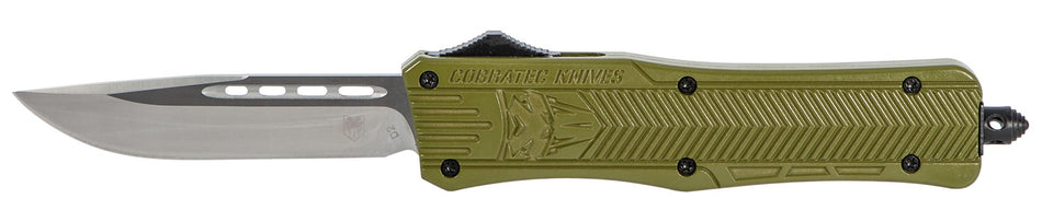 CobraTec CTK-1 Medium 3" OTF Drop Point D2 Steel Blade OD Green Aluminum Handle Glass Breaker