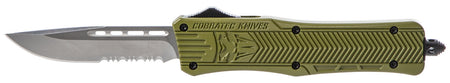 CobraTec CTK-1 Medium 3" OTF Part Serrated D2 Steel Blade OD Green Aluminum Handle with Glass Breaker