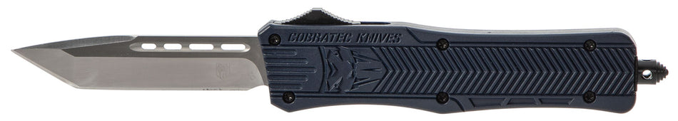 CobraTec CTK-1 Medium 3" OTF Tanto D2 Steel Blade NYPD Blue Aluminum Handle Glass Breaker Pocket Clip