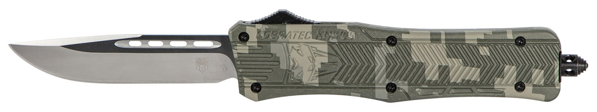 CobraTec CTK-1 Medium 3" OTF Drop Point D2 Steel Blade Army DigiCamo Aluminum Handle Glass Breaker