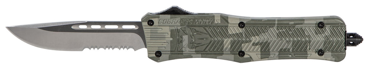 CobraTec CTK-1 Medium 3" OTF Part Serrated D2 Steel Blade Army DigiCamo Aluminum Handle Glass Breaker