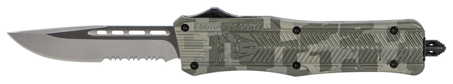 CobraTec CTK-1 Medium 3" OTF Part Serrated D2 Steel Blade Army DigiCamo Aluminum Handle Glass Breaker