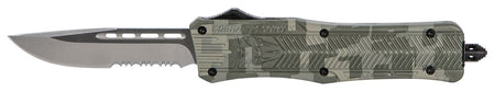CobraTec CTK-1 Medium 3" OTF Part Serrated D2 Steel Blade Army DigiCamo Aluminum Handle Glass Breaker
