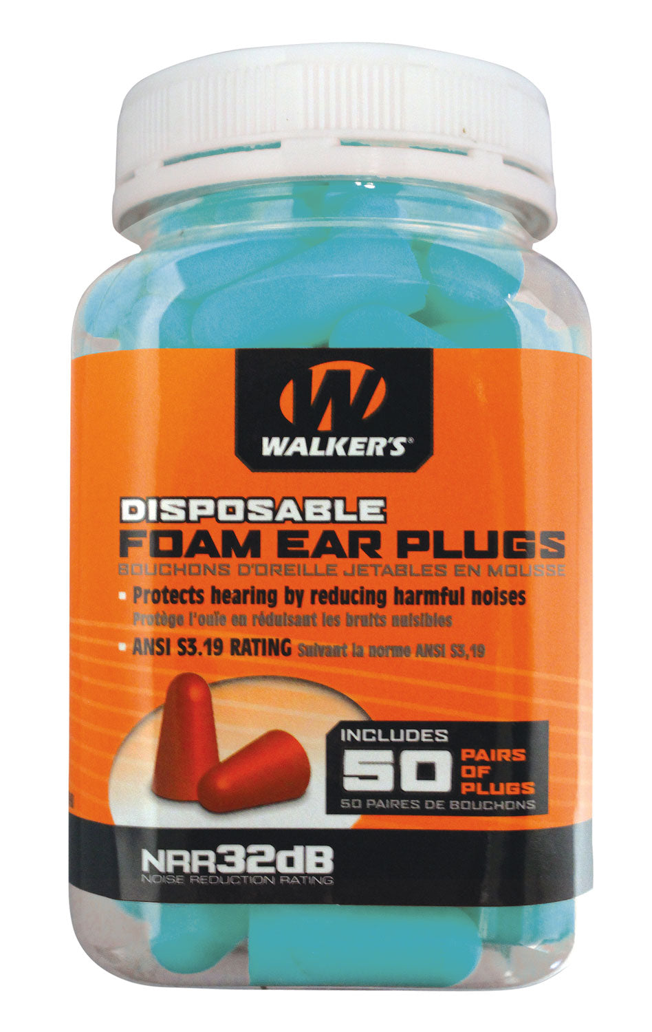Walker's GWPFP50PKTL Foam Ear Plugs 32 dB Teal 50 Pair