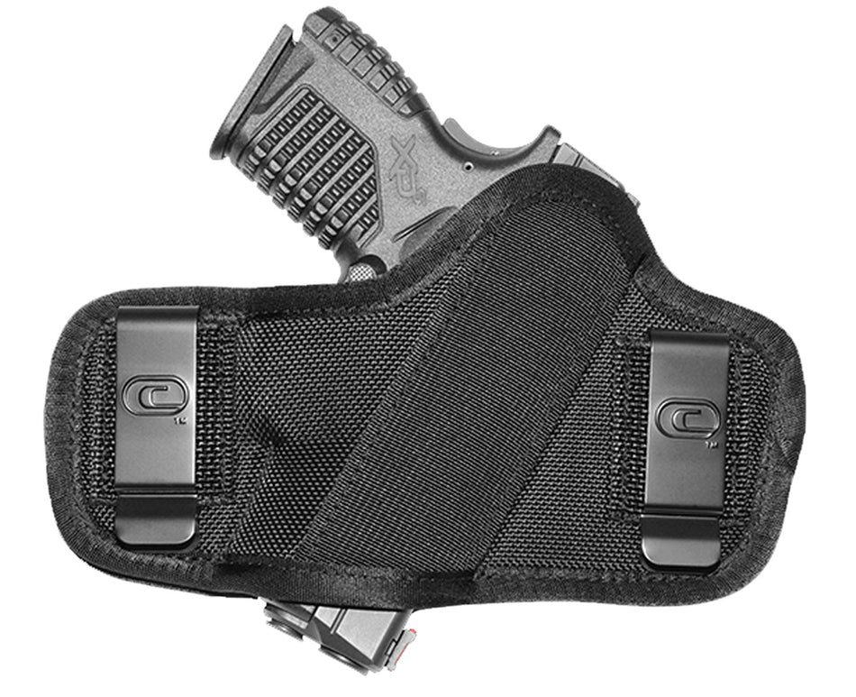 Crossfire The Clip-On OWB Belt Clip Holster Black Ballistic Nylon Ambidextrous Fits Subcompact 2-2.50" Barrel