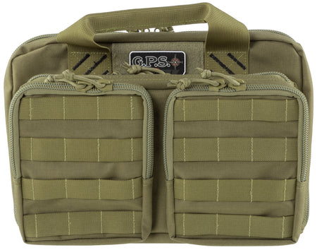 GPS T1312PCT Tactical Quad +2 Tan 1000D Polyester Range Bag with Visual ID Storage, Holds Up To 6 Handguns