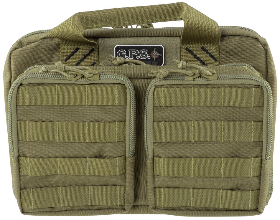 GPS T1312PCT Tactical Quad +2 Tan 1000D Polyester Range Bag with Visual ID Storage, Holds Up To 6 Handguns