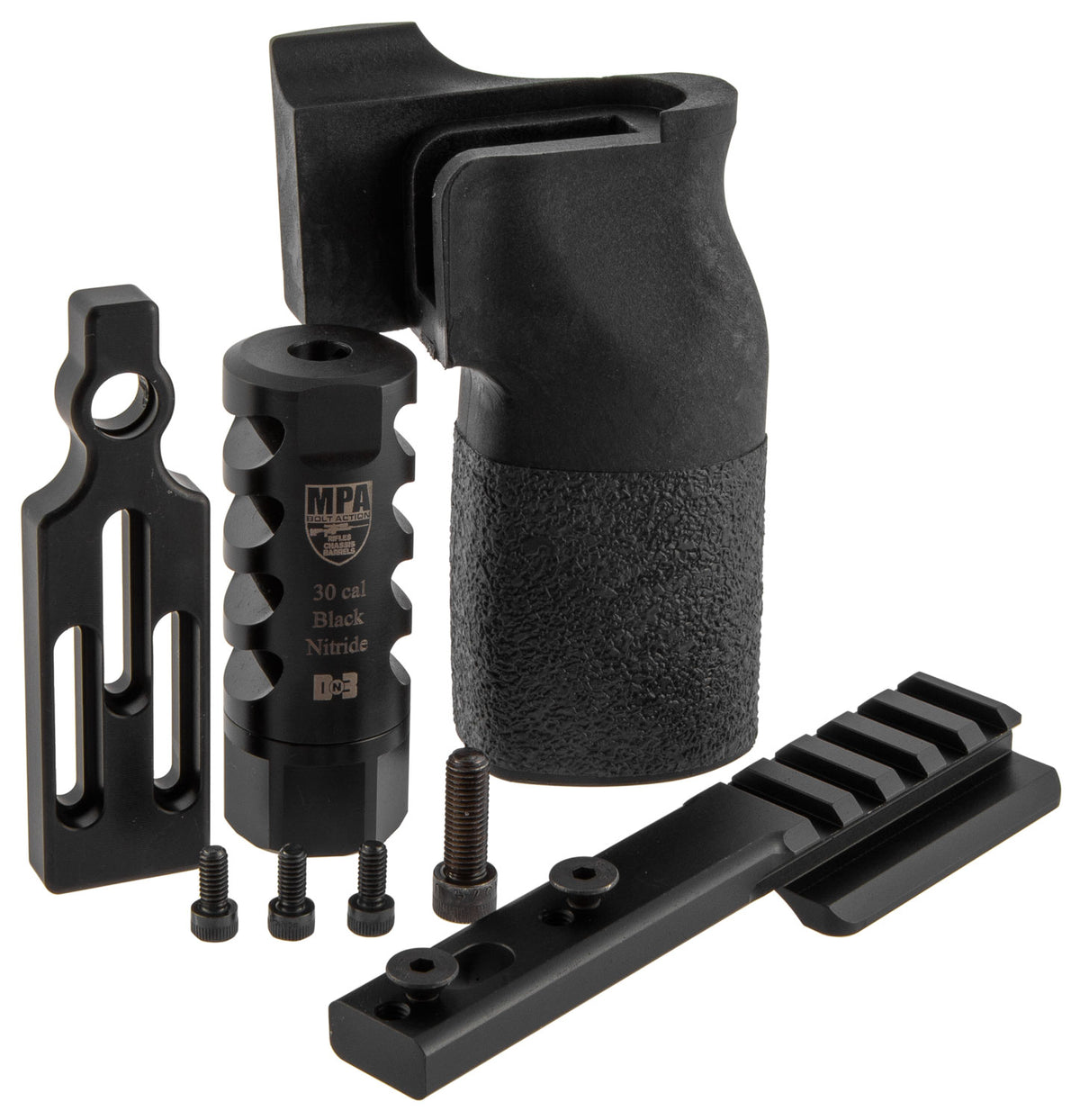 MasterPiece Arms PMR .308 Win Accessory Upgrade Bundle: DN3 Muzzle Brake, Grip, Spigot Mount, Bag Rider