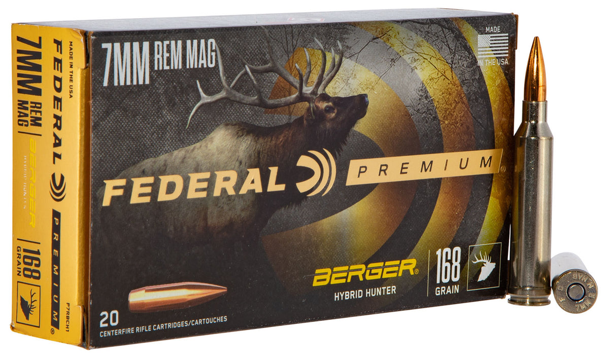 Federal 7mm Remington Mag P7RBCH1 Premium Berger Hybrid Hunter 168 Grain
