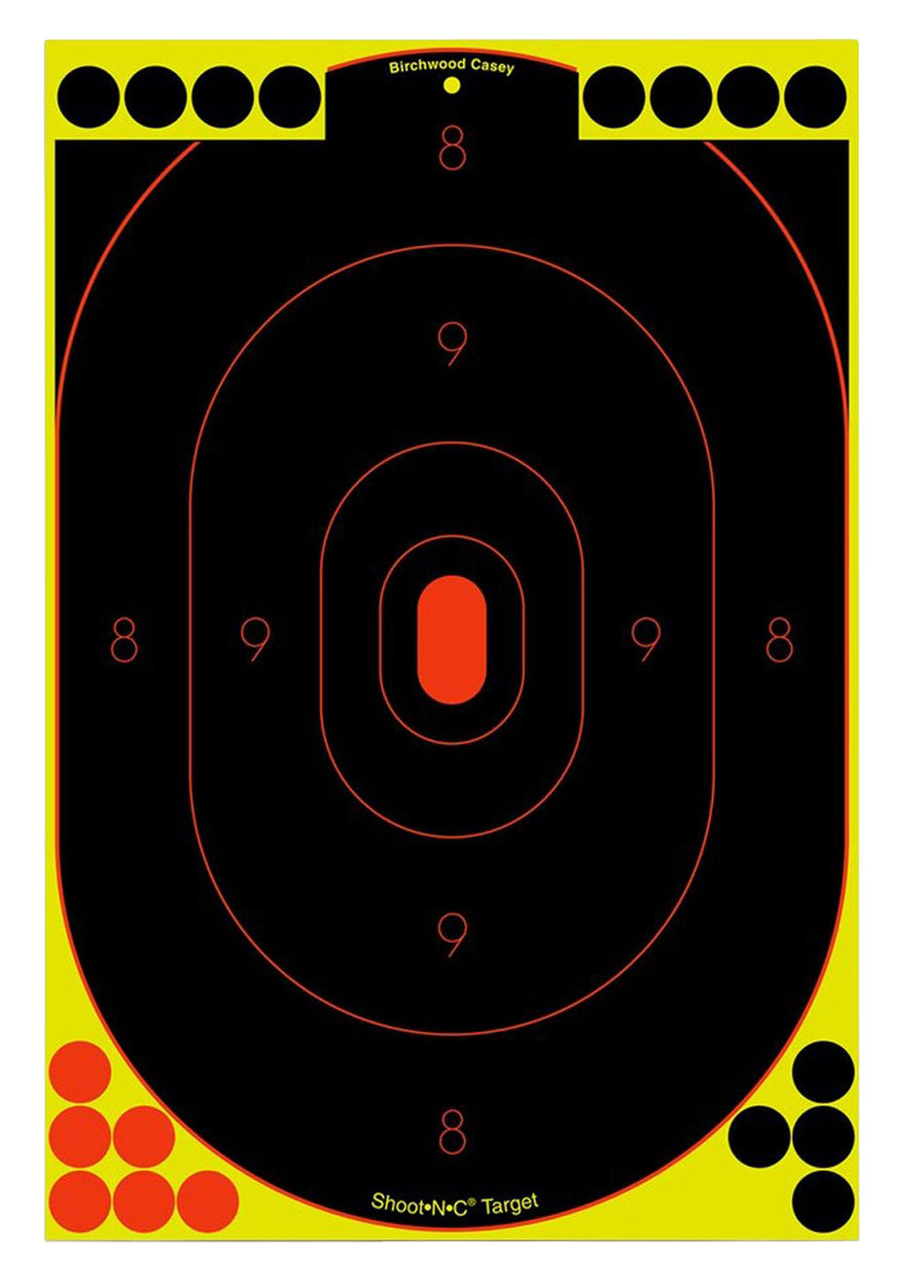 Birchwood Casey Shoot-N-C 34603 Reactive Silhouette Self-Adhesive Paper Target 12"x18" Black/Yellow/Red 100 Pk