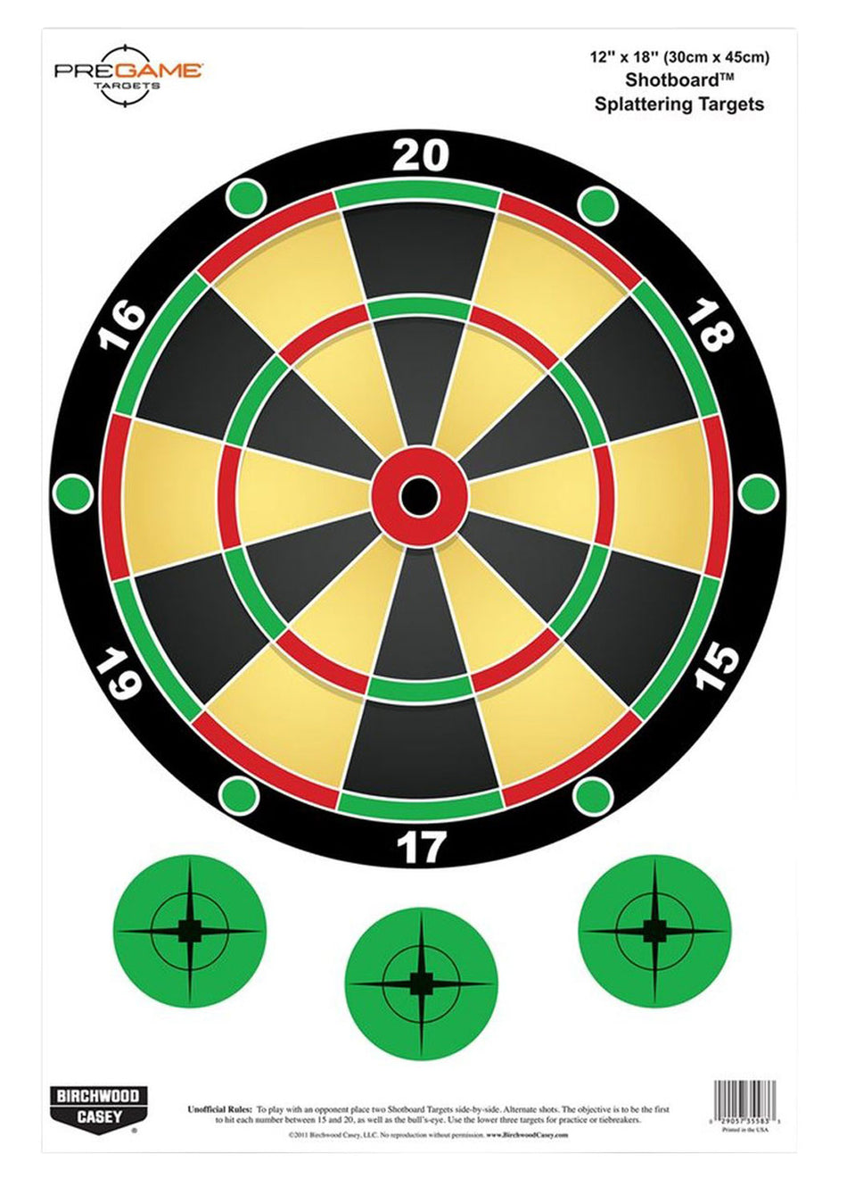 Birchwood Casey Pregame Shotboard 35583 Paper Hanging Universal Target 12"x18" Multi-Color 100 Pack