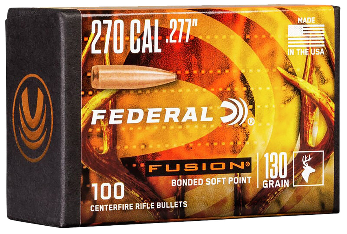 Federal Fusion 270 Win .277 Cal 130gr Soft Point Component Bullets 100 Per Box