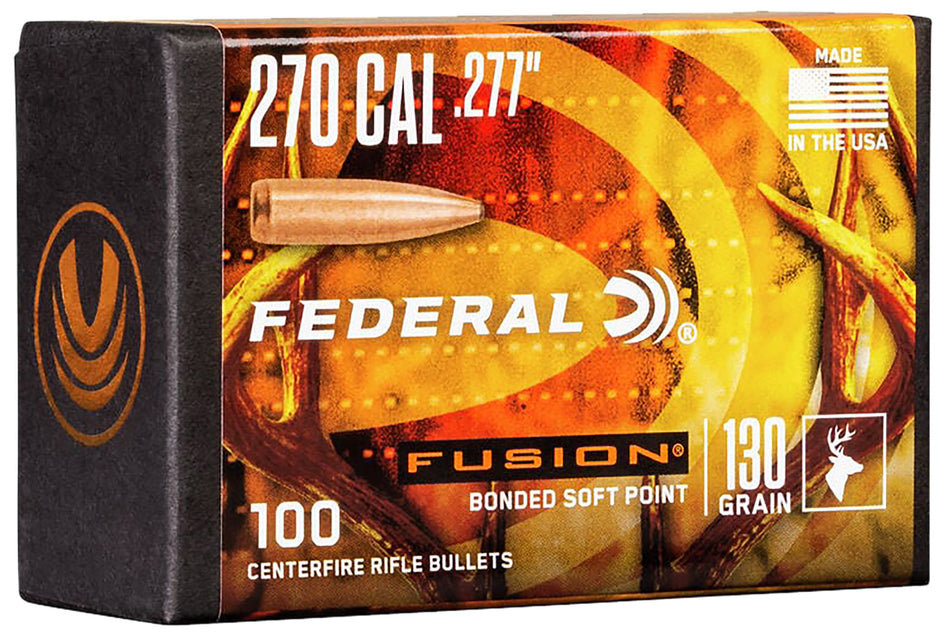 Federal Fusion 270 Win .277 Cal 130gr Soft Point Component Bullets 100 Per Box