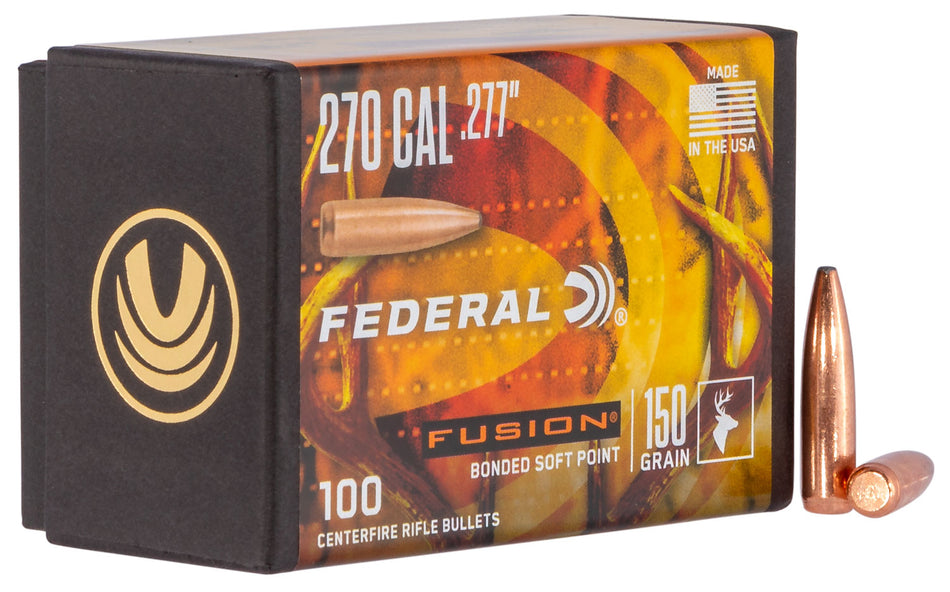 Federal Fusion 270 Win .277 Cal 150gr Soft Point Component Bullets 100 Per Box