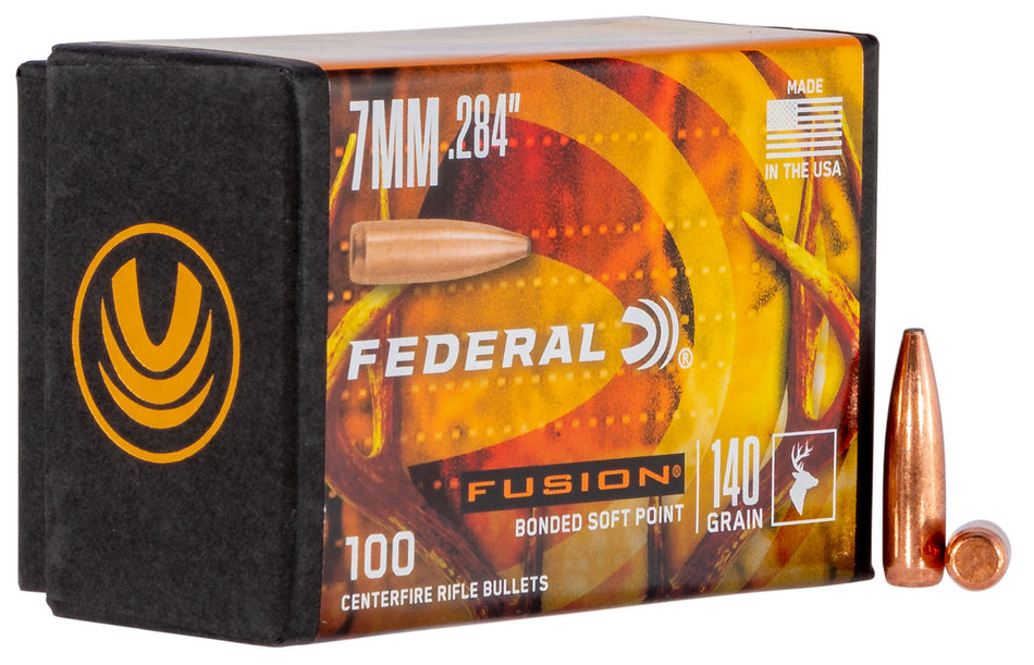 Federal Fusion 7mm .284 Cal 140gr Soft Point Component Bullets 100 Per Box