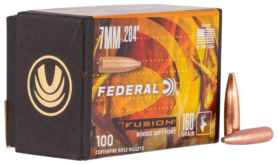 Federal Fusion 7mm .284 Cal 160gr Soft Point Component Bullets 100 Per Box