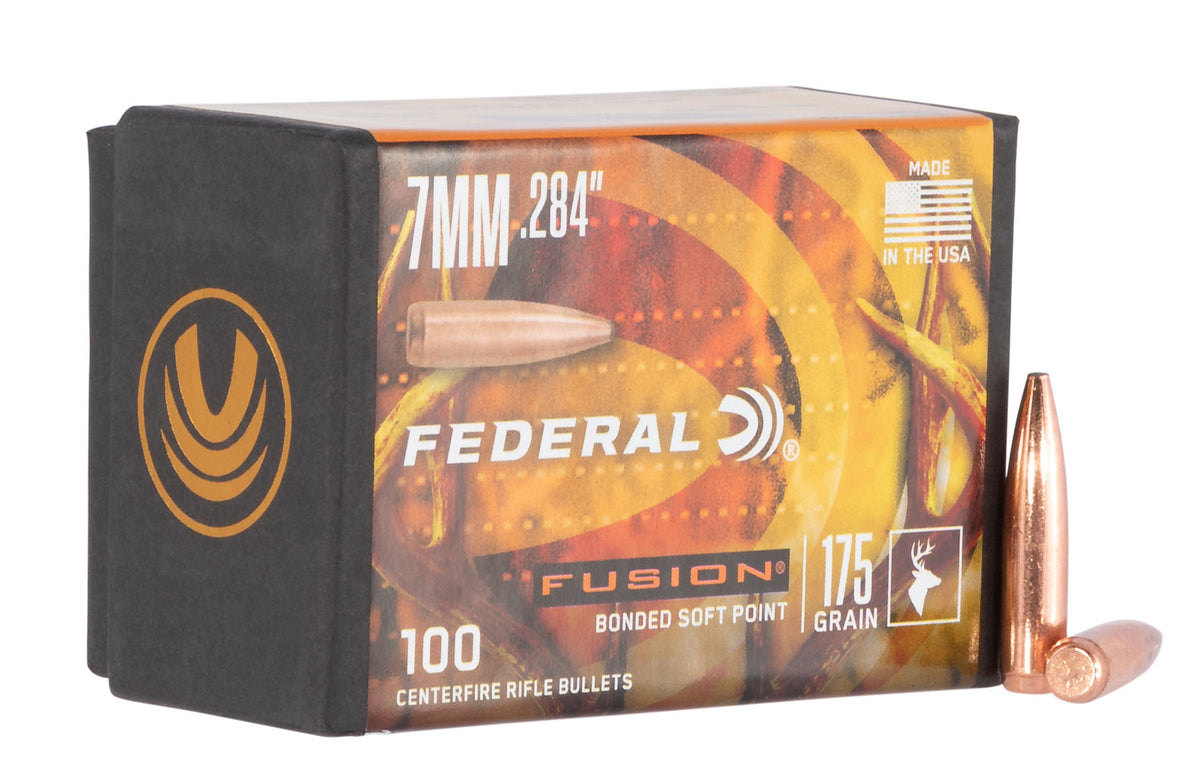 Federal Fusion 7mm .284 Cal 175gr Soft Point Component Bullets 100 Per Box