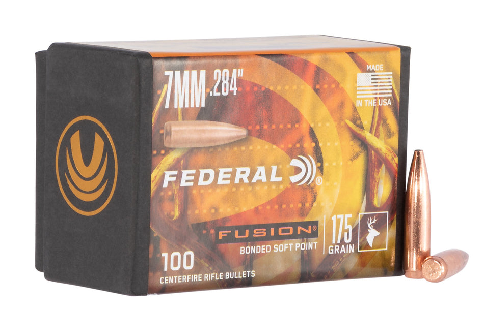 Federal Fusion 7mm .284 Cal 175gr Soft Point Component Bullets 100 Per Box